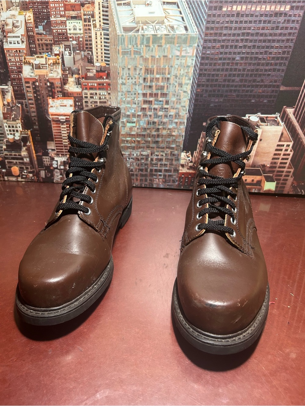 Knapp Men's Brown Leather Work Boots - Classic Lace-Up Sz 9.5 EE